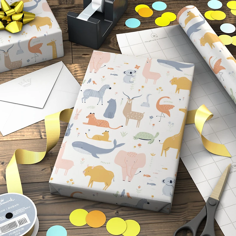 Pastel Animals Jumbo Wrapping Paper, 90 sq. ft. for only USD 9.99 | Hallmark