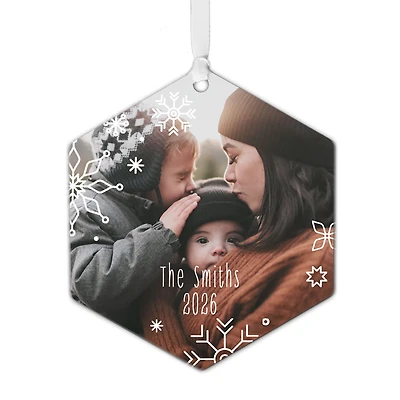Snowflakes Metal Personalized Ornament, Custom Photo and Text for only USD 17.99 | Hallmark