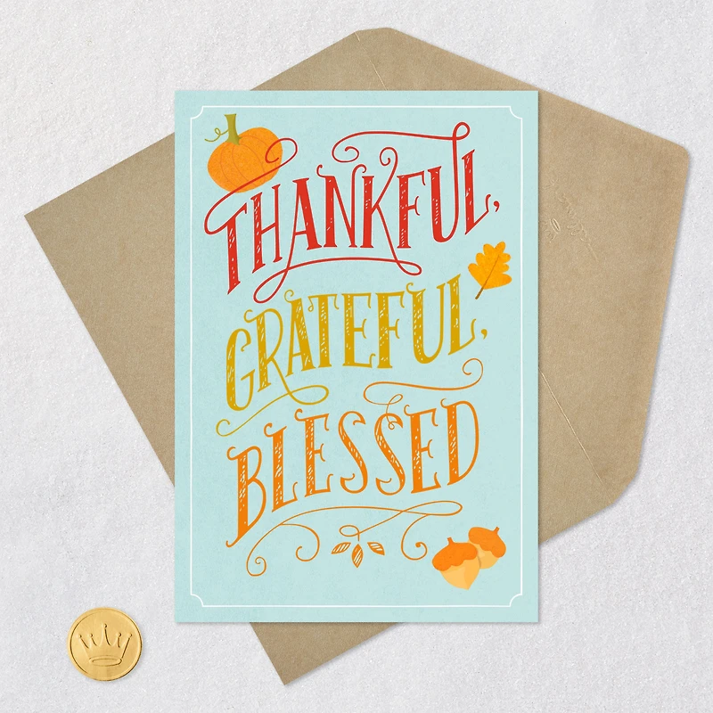 Thankful, Grateful, Blessed Thanksgiving Card for only USD 0.99 | Hallmark