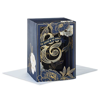 Navy and Gold Floral 3D Pop-Up Wedding Card for only USD 8.99 | Hallmark