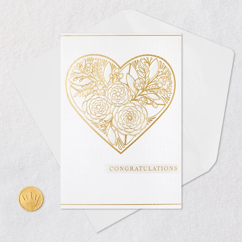 Gold Floral Heart Congratulations Wedding Card for only USD 5.99 | Hallmark