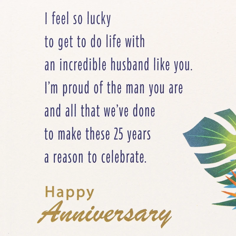 Tropical Leaves 25th Anniversary Card for Husband for only USD 5.59 | Hallmark