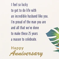 Tropical Leaves 25th Anniversary Card for Husband for only USD 5.59 | Hallmark