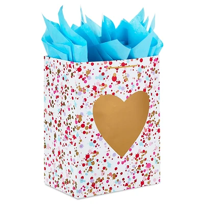 17" Gold Heart on Confetti Extra-Large Gift Bag With Tissue Paper for only USD 8.49 | Hallmark