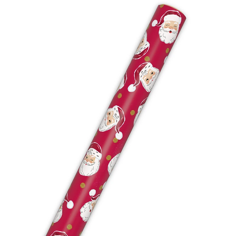 Classic Santa Faces on Red Jumbo Christmas Wrapping Paper Roll, 90 sq. ft. for only USD 9.99 | Hallmark