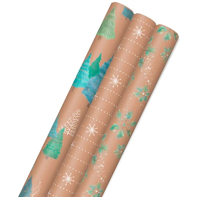 Winter Nature Kraft Prints 3-Pack Christmas Wrapping Paper, 90 sq. ft. for only USD 16.99 | Hallmark