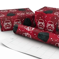 Star Wars™ Darth Vader™ and Stormtrooper™ Helmets on Red Holiday Wrapping Paper Roll, 25 sq. ft. for only USD 4.99 | Hallmark
