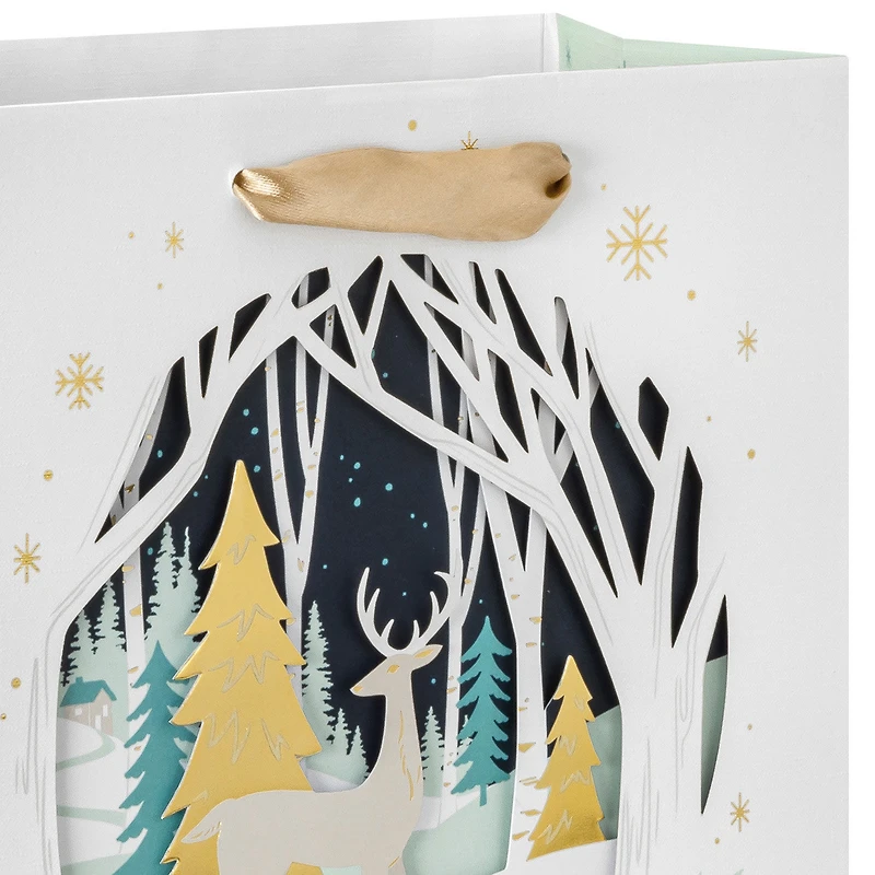 7.7" Deer and Trees Silhouette Medium Square Holiday Gift Bag for only USD 7.99 | Hallmark