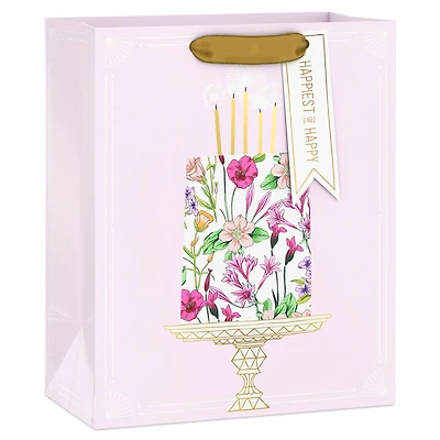 9.6" Floral Birthday Cake on Pink Medium Gift Bag for only USD 4.49 | Hallmark