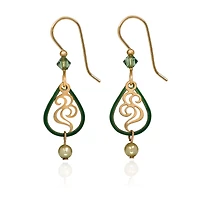 Silver Forest Green and Gold Open Teardrop Earrings for only USD 21.00 | Hallmark