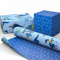 Dinos With Yarmulkes/Star of David Pattern Reversible Wrapping Paper Roll, 30 sq. ft. for only USD 4.99 | Hallmark