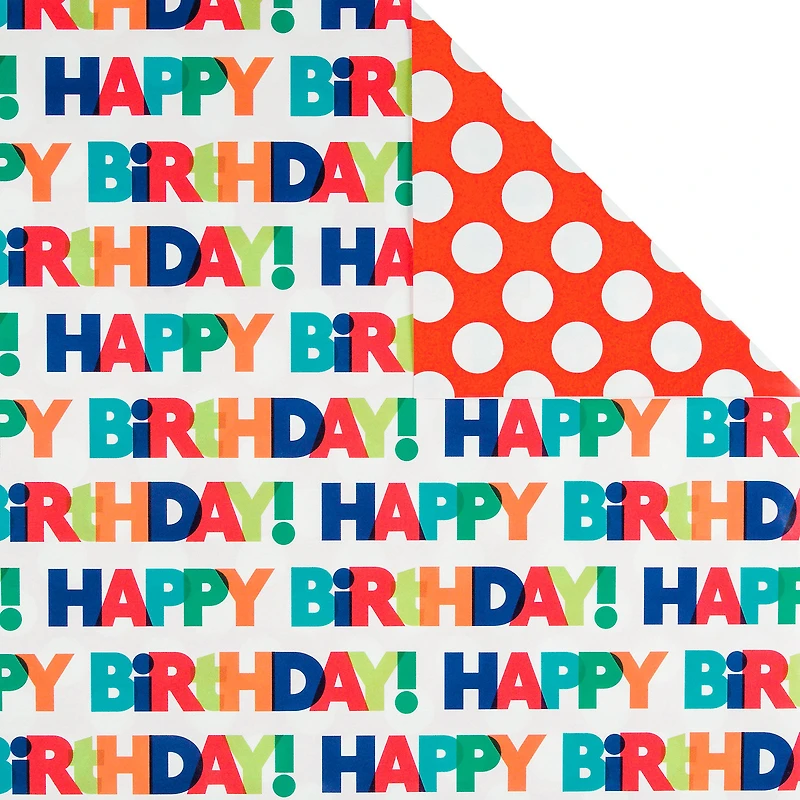 Birthday Celebration 3-Pack Reversible Wrapping Paper for only USD 16.99 | Hallmark