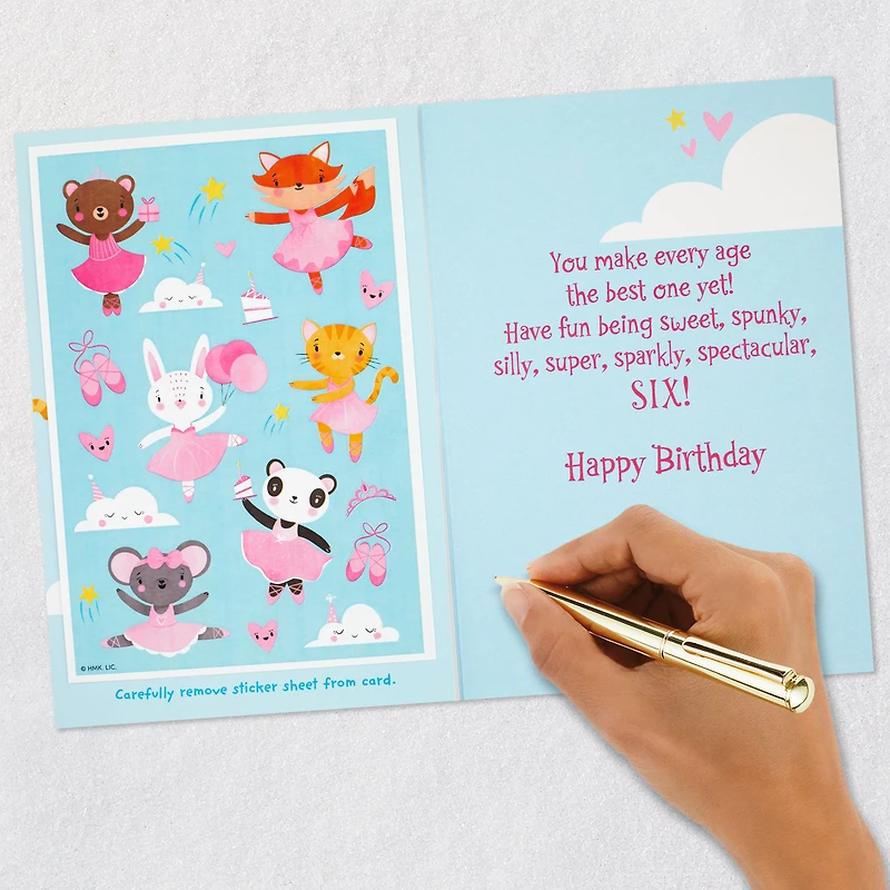 Sweet Six Ballerina Animals 6th Birthday Card With Stickers for only USD 4.59 | Hallmark