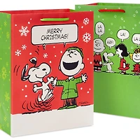 11.5" Peanuts® Vintage Holiday Scenes 2-Pack Large Gift Bag Bundle for only USD 6.99 | Hallmark