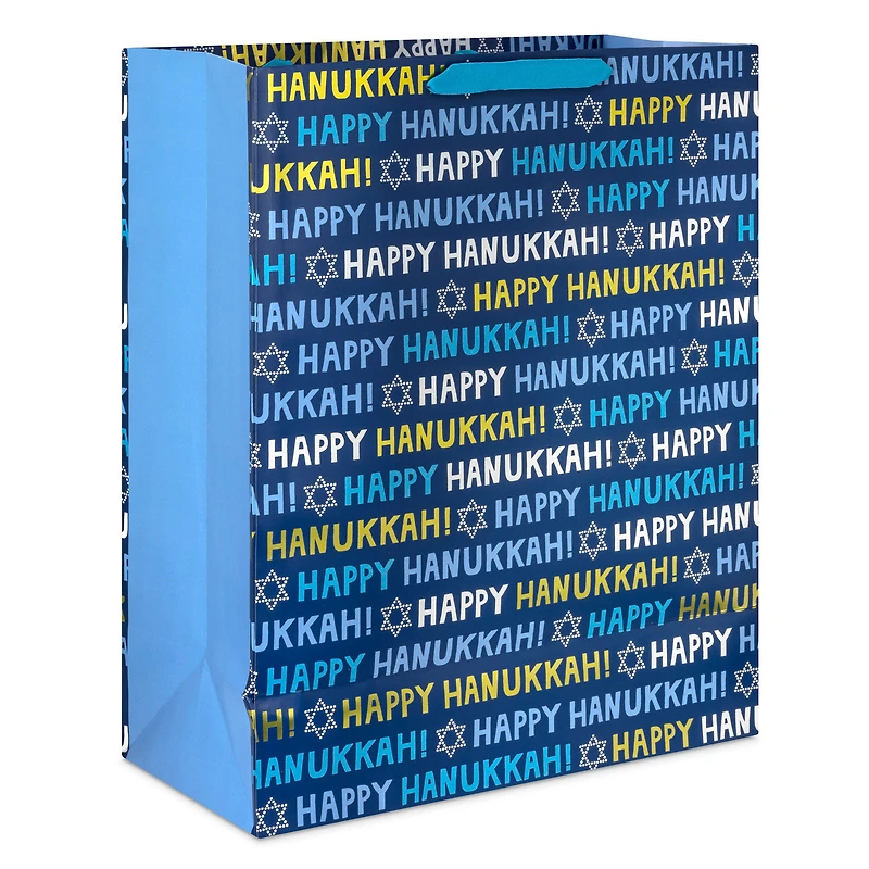 15.5" Happy Hanukkah on Metallic Blue Extra-Large Gift Bag for only USD 5.49 | Hallmark