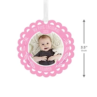 Baby's First Christmas Scalloped Metal Personalized Ornament