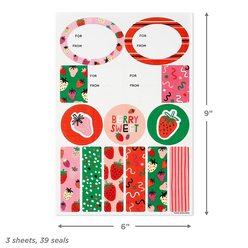 Strawberry-Scented Colorful Gift Tags and Stickers, 3 sheets for only USD 3.99 | Hallmark