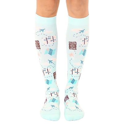 Living Royal Travel Icons on Aqua Compression Socks for only USD 15.00 | Hallmark