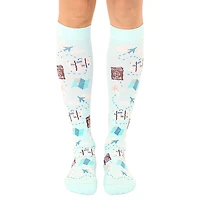 Living Royal Travel Icons on Aqua Compression Socks for only USD 15.00 | Hallmark