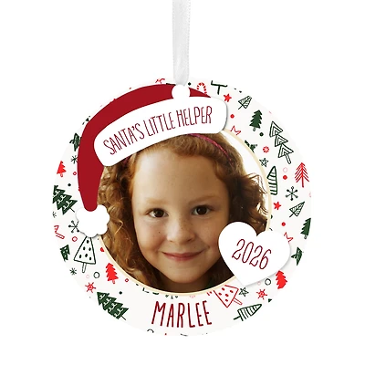 Holiday Round Metal Personalized Ornament, Custom Photo and Text for only USD 17.99 | Hallmark