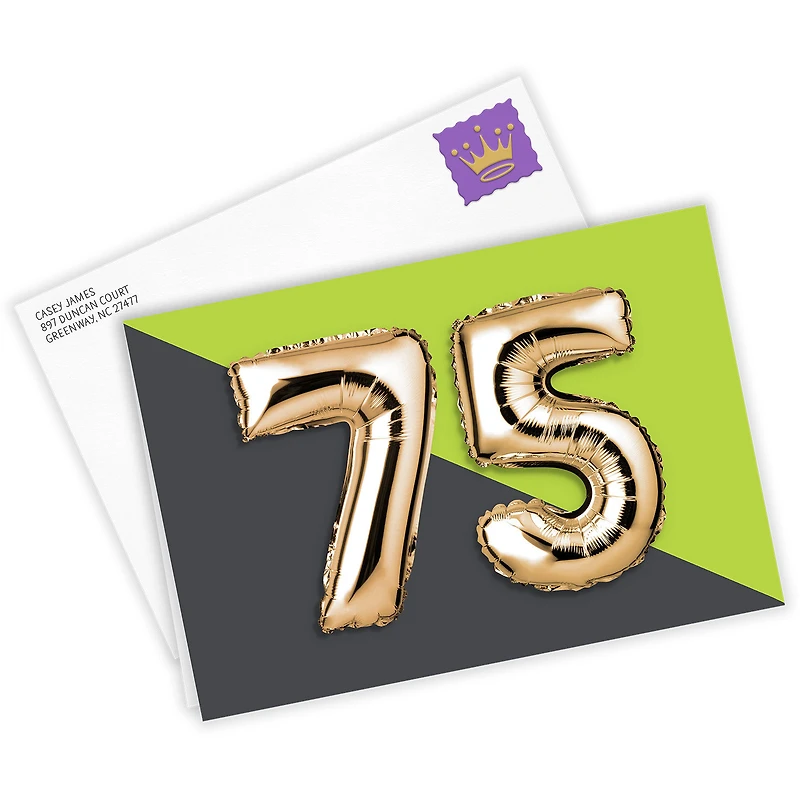 75th Balloons Custom Birthday Card for only USD 4.99 | Hallmark