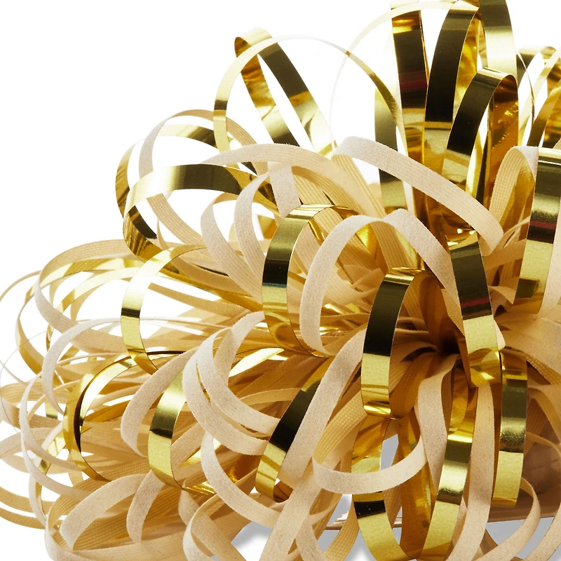 5" Ivory and Gold Metallic Pom-Pom Gift Bow for only USD 3.99 | Hallmark