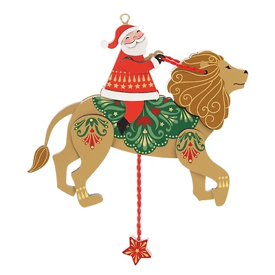 Pull-String Lion With Santa Wood Ornament for only USD 31.99 | Hallmark