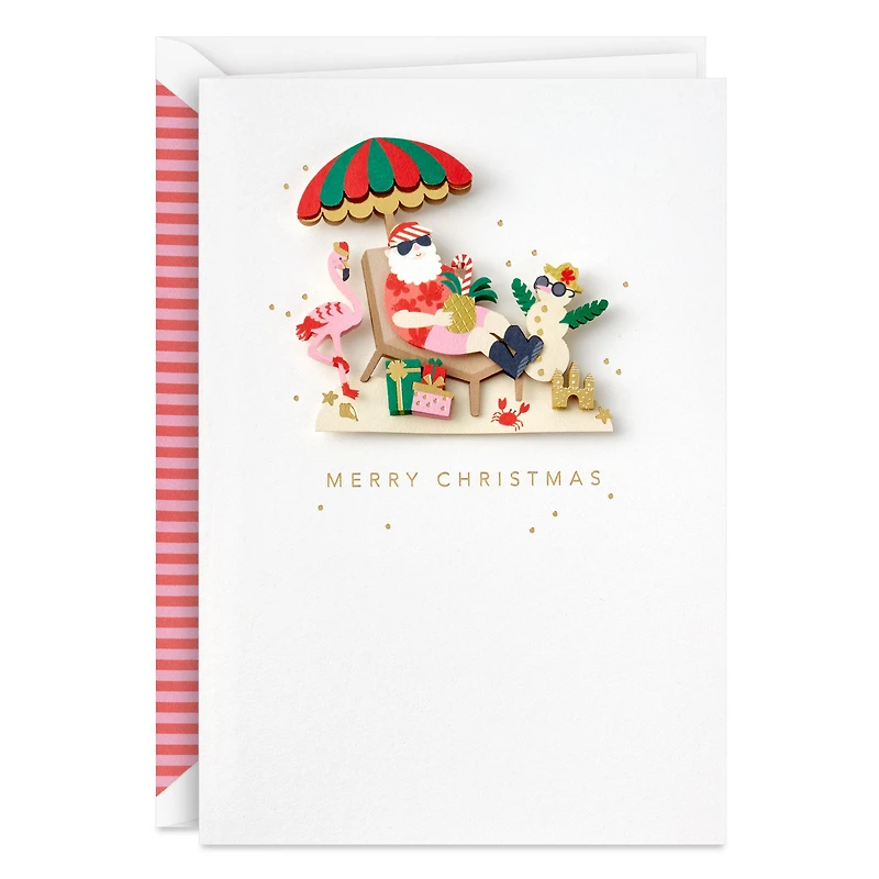 Beachy Santa With Flamingo Christmas Card for only USD 7.59 | Hallmark