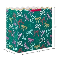 15" Lacey Chabert Collection Bows on Green Extra-Deep Christmas Gift Bag for only USD 6.49 | Hallmark