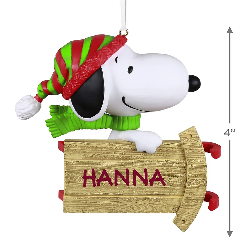 The Peanuts® Gang Sledding With Snoopy Personalized Ornament, Custom Text for only USD 31.99 | Hallmark