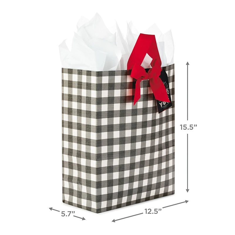 15.5" Buffalo Check Extra-Large Christmas Gift Bag With Tissue Paper for only USD 8.99 | Hallmark