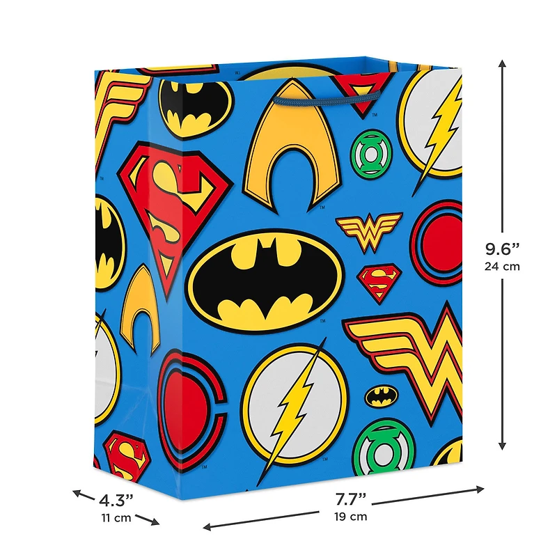 9.6" DC™ Super Hero Icons on Blue Medium Gift Bag for only USD 3.99 | Hallmark