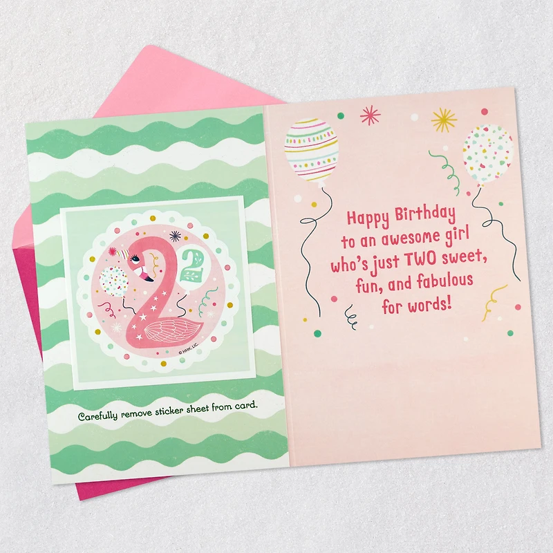 For a Fun and Fabulous Girl 2nd Birthday Card With Sticker for only USD 4.59 | Hallmark