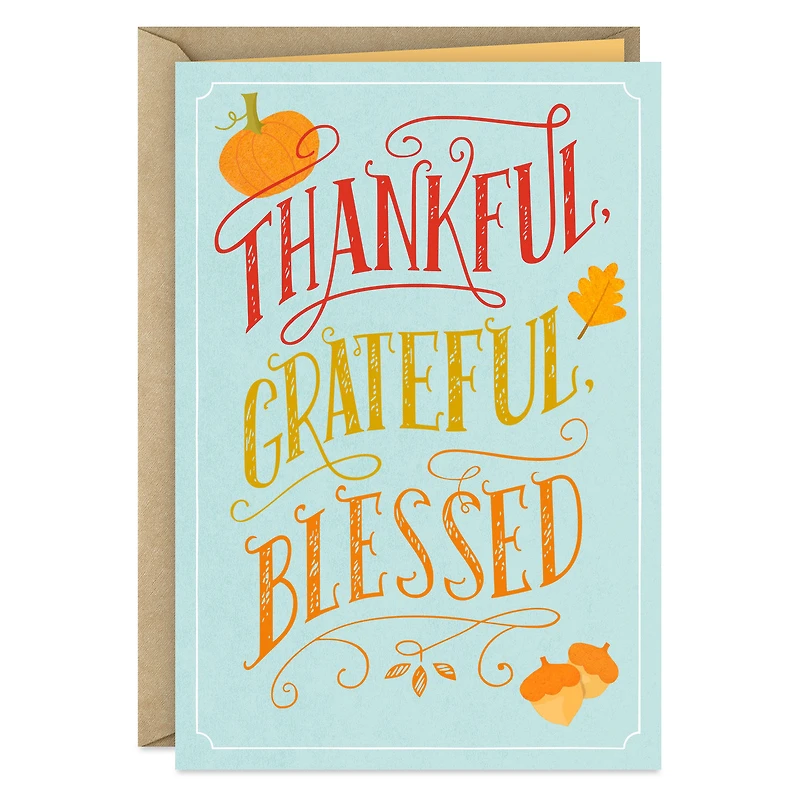 Thankful, Grateful, Blessed Thanksgiving Card for only USD 0.99 | Hallmark