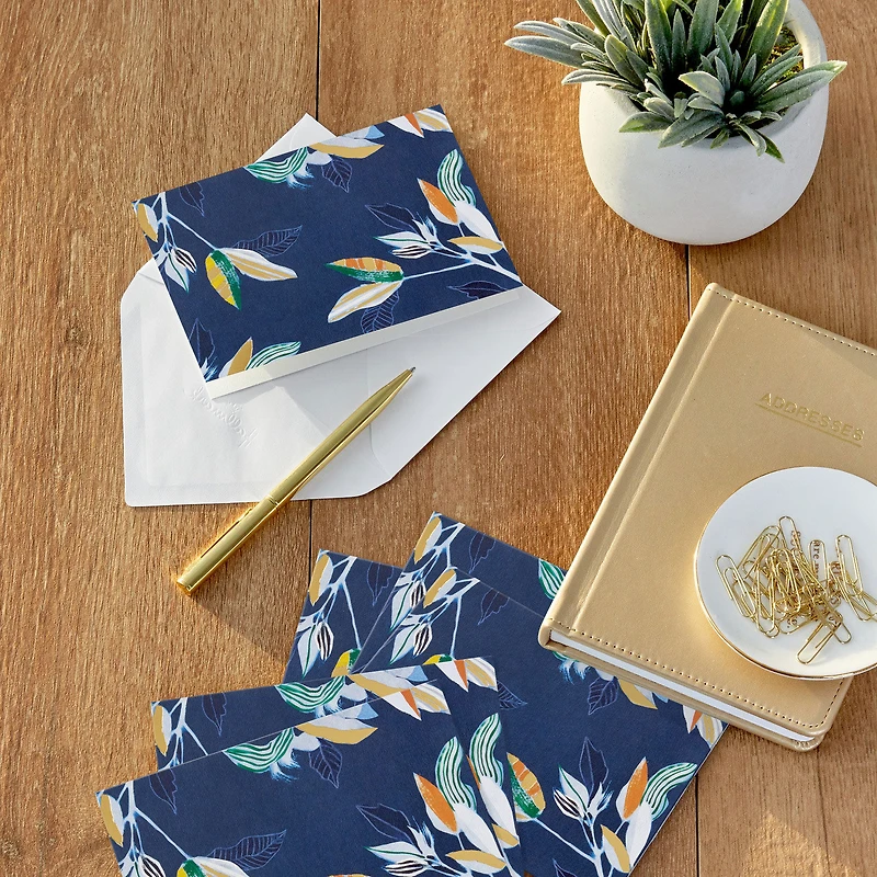 Navy Tropical Leaves Blank Notes, Pack of 10 for only USD 10.49 | Hallmark