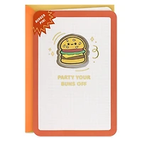 Party Your Buns Off Birthday Card With Hamburger Pin for only USD 7.99 | Hallmark