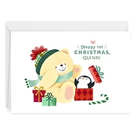 Teddy and Penguin Baby's First Custom Christmas Card for only USD 4.99 | Hallmark