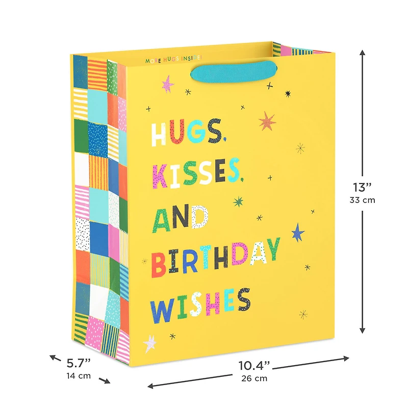 13" Hugs, Kisses and Birthday Wishes on Yellow Large Gift Bag for only USD 4.99 | Hallmark
