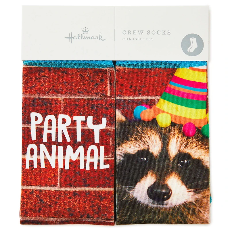 Party Animal Raccoon Fun Crew Socks for only USD 12.99 | Hallmark