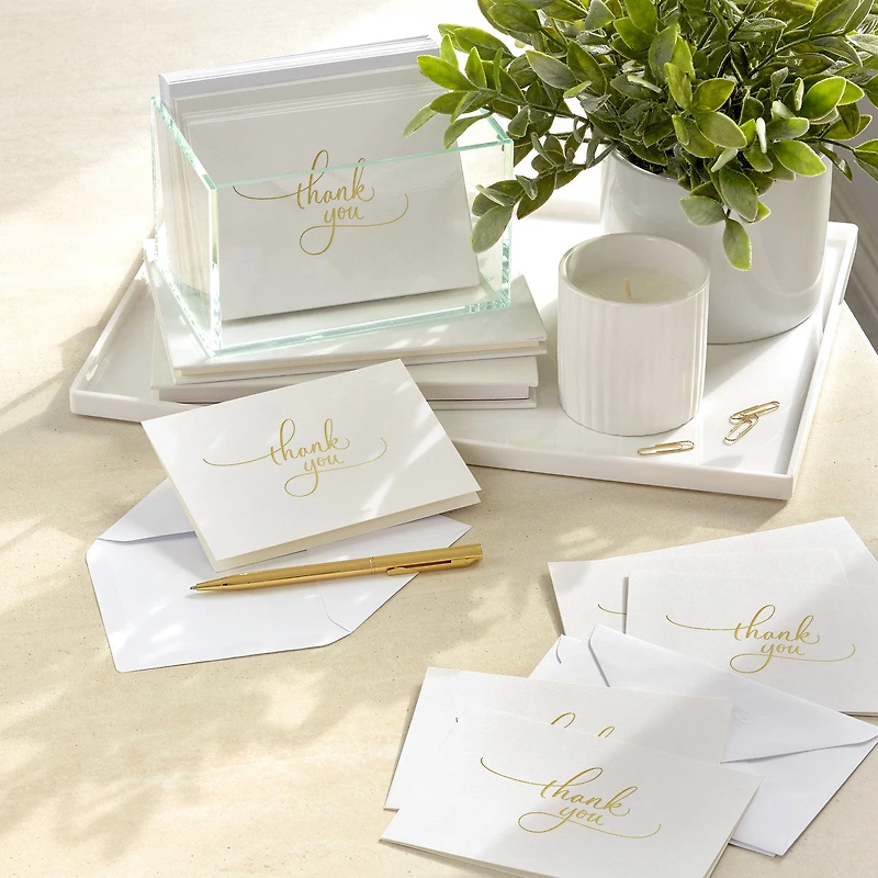 Gold Script on White Blank Thank You Notes, Pack of 10 for only USD 10.49 | Hallmark