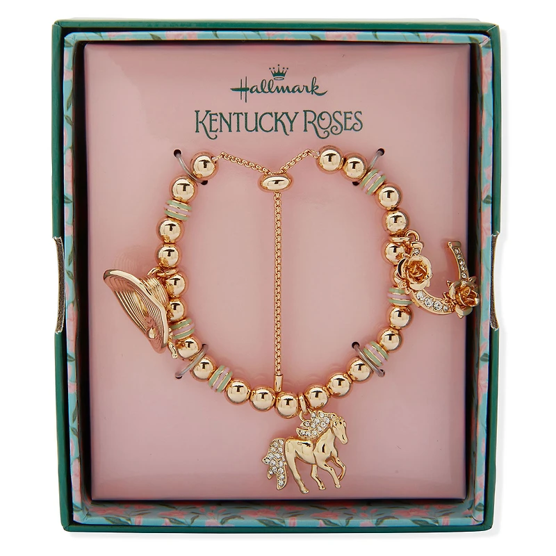 Kentucky Roses Gold Metal Beaded Bracelet With Charms for only USD 28.00 | Hallmark