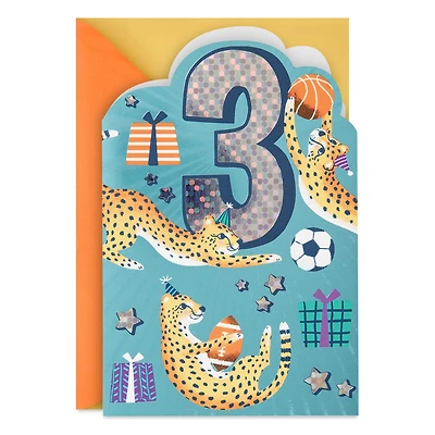 Yippee, You're 3 Sporty Cheetahs 3rd Birthday Card for only USD 3.99 | Hallmark