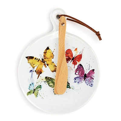 Demdaco Flock of Butterflies Mini Ceramic Serving Board With Spreader, 6.5" for only USD 13.99 | Hallmark