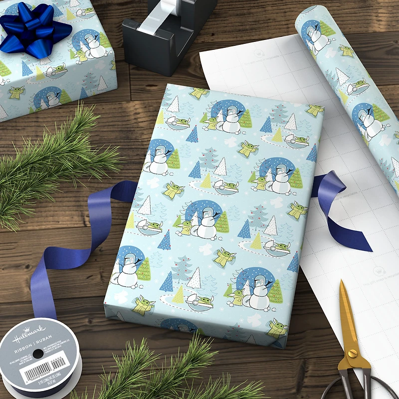 Star Wars: The Mandalorian™ Grogu™ Snow Fun Christmas Wrapping Paper, 25 sq. ft. for only USD 4.99 | Hallmark