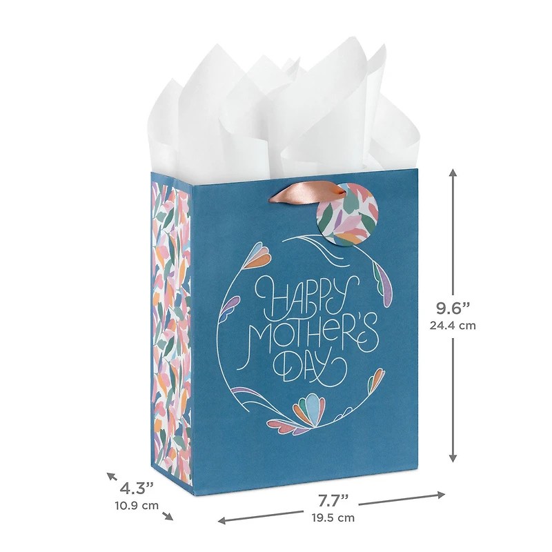 9.6" Happy Mother's Day Blue Floral Medium Gift Bag With Tissue Paper for only USD 6.79 | Hallmark