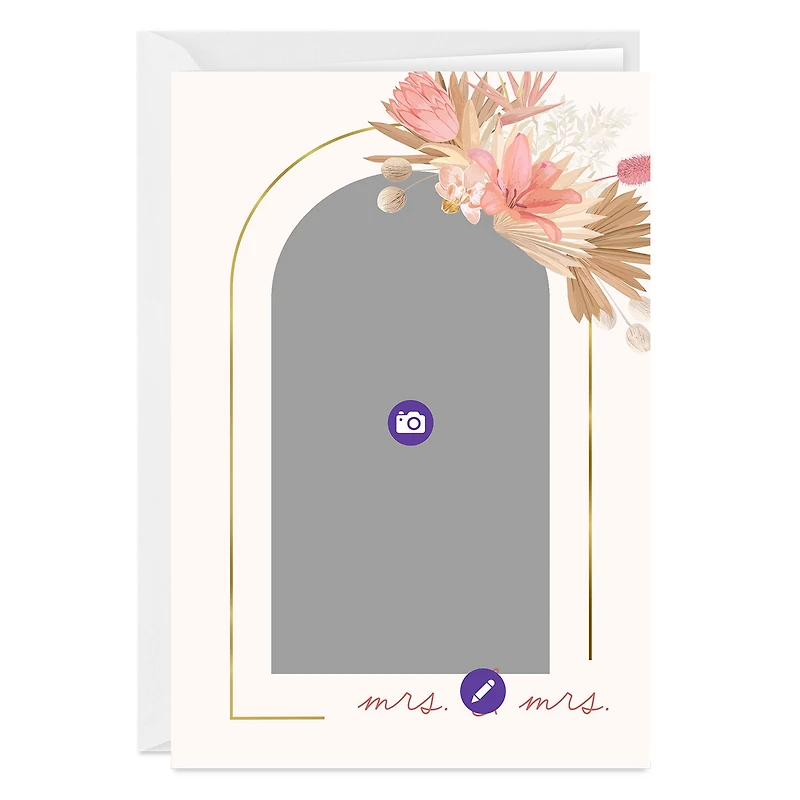 Gold Arch & Pink Flowers Custom Wedding Card for only USD 4.99 | Hallmark