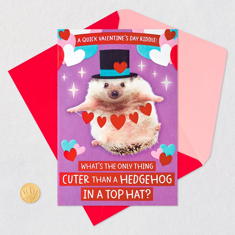 Hedgehog in a Top Hat Valentine's Day Card for only USD 3.99 | Hallmark