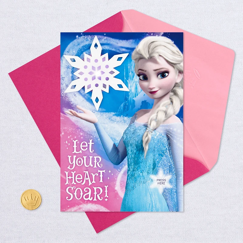 Disney Frozen Elsa Snowflake Musical Birthday Card With Light for only USD 8.99 | Hallmark