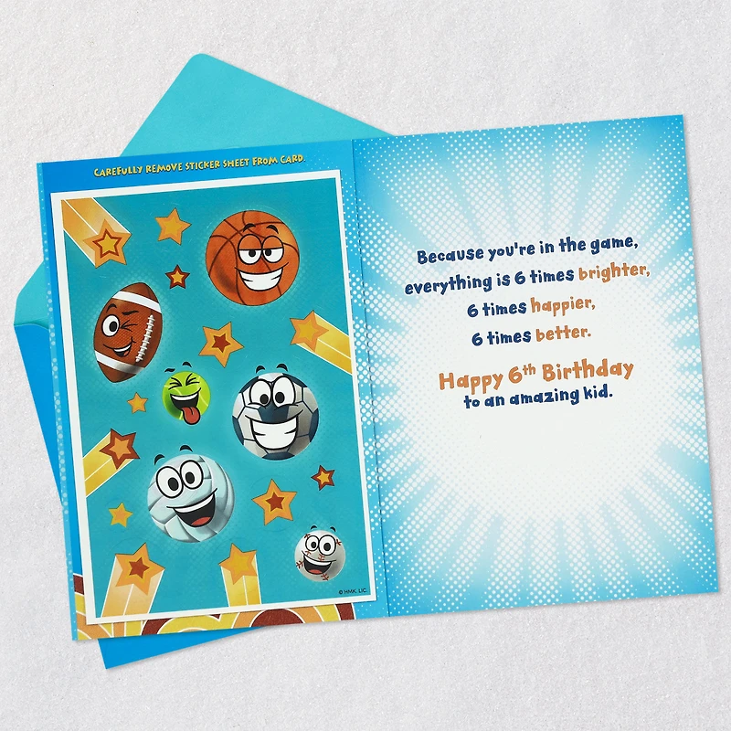 You're An Amazing Kid 6th Birthday Card With Sports Stickers for only USD 4.99 | Hallmark