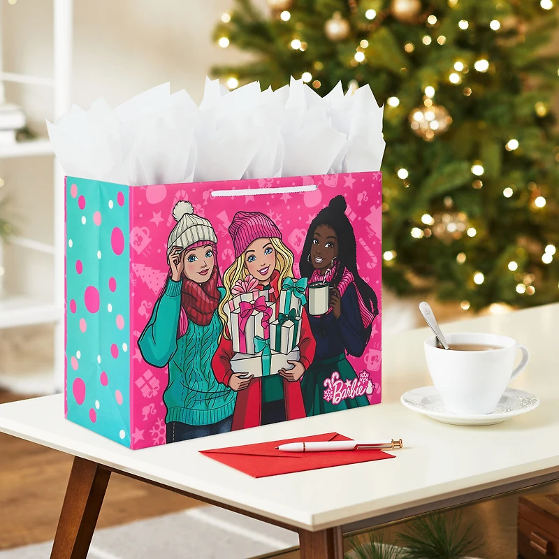 10.4" Barbie™ and Friends on Bright Pink Large Holiday Gift Bag for only USD 4.49 | Hallmark